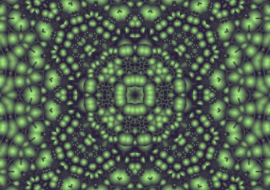 Dijital illüstrasyon, geometrik soyut renkli kaleydoskop simetrik desen ve gradyan etkisi. Klasik güzel dekoratif arkaplan