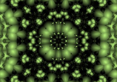 Dijital illüstrasyon, geometrik soyut renkli kaleydoskop simetrik desen ve gradyan etkisi. Klasik güzel dekoratif arkaplan