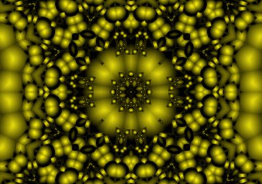 Dijital illüstrasyon, geometrik soyut renkli kaleydoskop simetrik desen ve gradyan etkisi. Klasik güzel dekoratif arkaplan