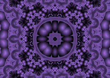 Dijital illüstrasyon, geometrik soyut renkli kaleydoskop simetrik desen ve gradyan etkisi. Klasik güzel dekoratif arkaplan