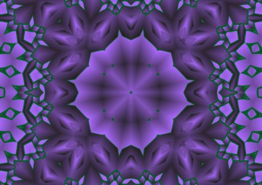 Dijital illüstrasyon, geometrik soyut renkli kaleydoskop simetrik desen ve gradyan etkisi. Klasik güzel dekoratif arkaplan