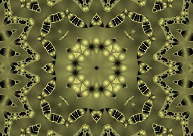 Dijital illüstrasyon, geometrik soyut renkli kaleydoskop simetrik desen ve gradyan etkisi. Klasik güzel dekoratif arkaplan