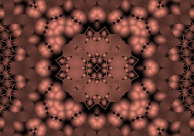 Dijital illüstrasyon, geometrik soyut renkli kaleydoskop simetrik desen ve gradyan etkisi. Klasik güzel dekoratif arkaplan