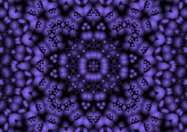 Dijital illüstrasyon, geometrik soyut renkli kaleydoskop simetrik desen ve gradyan etkisi. Klasik güzel dekoratif arkaplan