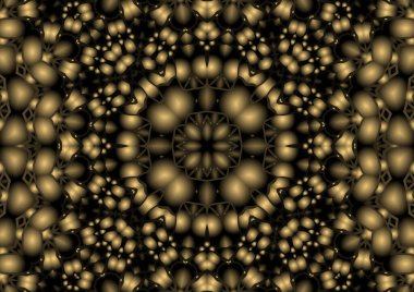 Dijital illüstrasyon, geometrik soyut renkli kaleydoskop simetrik desen ve gradyan etkisi. Klasik güzel dekoratif arkaplan