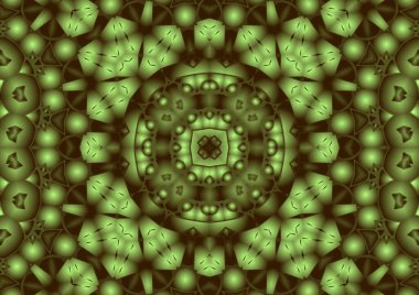 Dijital illüstrasyon, geometrik soyut renkli kaleydoskop simetrik desen ve gradyan etkisi. Klasik güzel dekoratif arkaplan