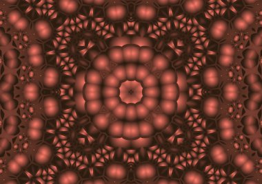 Dijital illüstrasyon, geometrik soyut renkli kaleydoskop simetrik desen ve gradyan etkisi. Klasik güzel dekoratif arkaplan