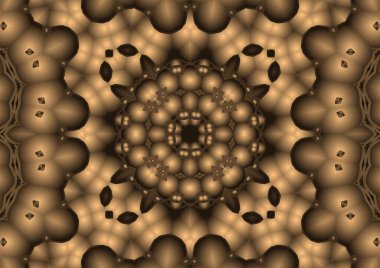 Dijital illüstrasyon, geometrik soyut renkli kaleydoskop simetrik desen ve gradyan etkisi. Klasik güzel dekoratif arkaplan