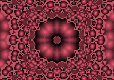 Dijital illüstrasyon, geometrik soyut renkli kaleydoskop simetrik desen ve gradyan etkisi. Klasik güzel dekoratif arkaplan