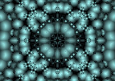 Dijital illüstrasyon, geometrik soyut renkli kaleydoskop simetrik desen ve gradyan etkisi. Klasik güzel dekoratif arkaplan