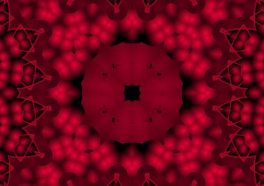 Dijital illüstrasyon, geometrik soyut renkli kaleydoskop simetrik desen ve gradyan etkisi. Klasik güzel dekoratif arkaplan