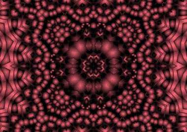 Dijital illüstrasyon, geometrik soyut renkli kaleydoskop simetrik desen ve gradyan etkisi. Klasik güzel dekoratif arkaplan