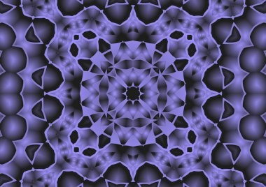 Dijital illüstrasyon, geometrik soyut renkli kaleydoskop simetrik desen ve gradyan etkisi. Klasik güzel dekoratif arkaplan