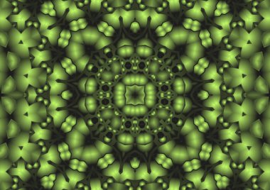 Dijital illüstrasyon, geometrik soyut renkli kaleydoskop simetrik desen ve gradyan etkisi. Klasik güzel dekoratif arkaplan