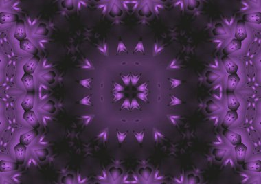 Dijital illüstrasyon, geometrik soyut renkli kaleydoskop simetrik desen ve gradyan etkisi. Klasik güzel dekoratif arkaplan