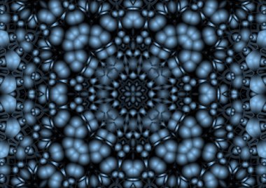 Dijital illüstrasyon, geometrik soyut renkli kaleydoskop simetrik desen ve gradyan etkisi. Klasik güzel dekoratif arkaplan