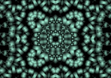 Dijital illüstrasyon, geometrik soyut renkli kaleydoskop simetrik desen ve gradyan etkisi. Klasik güzel dekoratif arkaplan