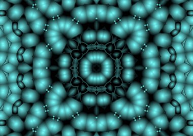 Dijital illüstrasyon, geometrik soyut renkli kaleydoskop simetrik desen ve gradyan etkisi. Klasik güzel dekoratif arkaplan