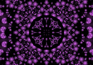 Dijital illüstrasyon, geometrik soyut renkli kaleydoskop simetrik desen ve gradyan etkisi. Klasik güzel dekoratif arkaplan