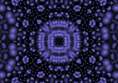 Dijital illüstrasyon, geometrik soyut renkli kaleydoskop simetrik desen ve gradyan etkisi. Klasik güzel dekoratif arkaplan