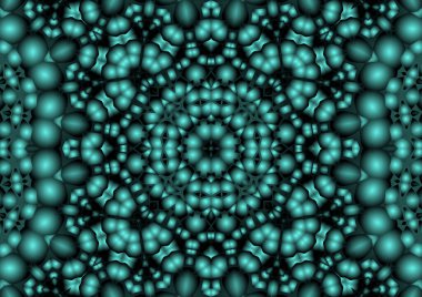 Dijital illüstrasyon, geometrik soyut renkli kaleydoskop simetrik desen ve gradyan etkisi. Klasik güzel dekoratif arkaplan