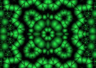 Dijital illüstrasyon, geometrik soyut renkli kaleydoskop simetrik desen ve gradyan etkisi. Klasik güzel dekoratif arkaplan