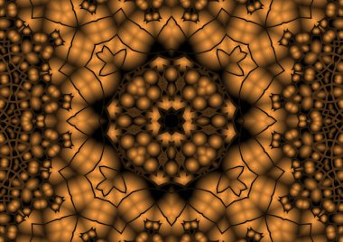 Dijital illüstrasyon, geometrik soyut renkli kaleydoskop simetrik desen ve gradyan etkisi. Klasik güzel dekoratif arkaplan