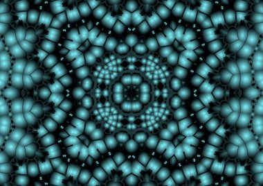 Dijital illüstrasyon, geometrik soyut renkli kaleydoskop simetrik desen ve gradyan etkisi. Klasik güzel dekoratif arkaplan