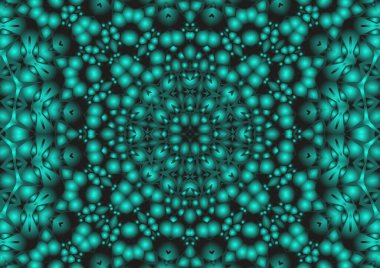 Dijital illüstrasyon, geometrik soyut renkli kaleydoskop simetrik desen ve gradyan etkisi. Klasik güzel dekoratif arkaplan