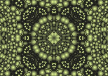 Dijital illüstrasyon, geometrik soyut renkli kaleydoskop simetrik desen ve gradyan etkisi. Klasik güzel dekoratif arkaplan