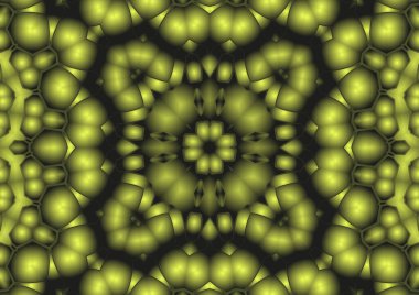 Dijital illüstrasyon, geometrik soyut renkli kaleydoskop simetrik desen ve gradyan etkisi. Klasik güzel dekoratif arkaplan