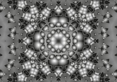 Dijital illüstrasyon, geometrik soyut kaleydoskop simetrik desen ve gradyan etkisi. Klasik güzel dekoratif arkaplan