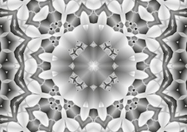 Dijital illüstrasyon, geometrik soyut kaleydoskop simetrik desen ve gradyan etkisi. Klasik güzel dekoratif arkaplan