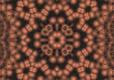 Dijital illüstrasyon, geometrik soyut renkli kaleydoskop simetrik desen ve gradyan etkisi. Klasik güzel dekoratif arkaplan