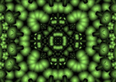 Dijital illüstrasyon, geometrik soyut renkli kaleydoskop simetrik desen ve gradyan etkisi. Klasik güzel dekoratif arkaplan