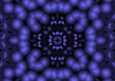 Dijital illüstrasyon, geometrik soyut renkli kaleydoskop simetrik desen ve gradyan etkisi. Klasik güzel dekoratif arkaplan