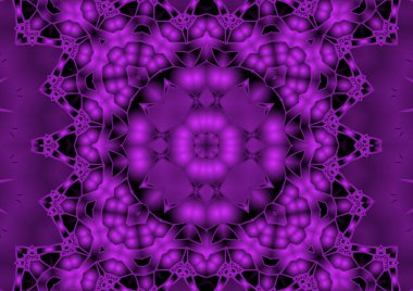 Dijital illüstrasyon, geometrik soyut renkli kaleydoskop simetrik desen ve gradyan etkisi. Klasik güzel dekoratif arkaplan