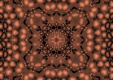 Dijital illüstrasyon, geometrik soyut renkli kaleydoskop simetrik desen ve gradyan etkisi. Klasik güzel dekoratif arkaplan