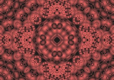 Dijital illüstrasyon, geometrik soyut renkli kaleydoskop simetrik desen ve gradyan etkisi. Klasik güzel dekoratif arkaplan