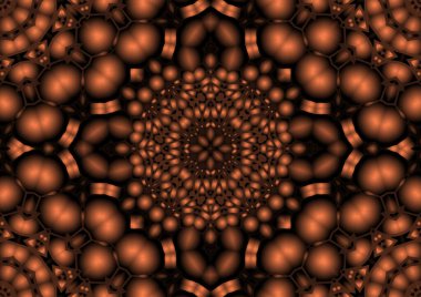 Dijital illüstrasyon, geometrik soyut renkli kaleydoskop simetrik desen ve gradyan etkisi. Klasik güzel dekoratif arkaplan