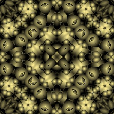 Dijital illüstrasyon, geometrik soyut renkli kaleydoskop simetrik desen ve gradyan etkisi. Klasik güzel dekoratif arkaplan