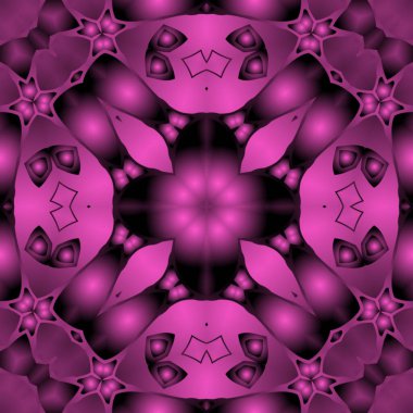 Dijital illüstrasyon, geometrik soyut renkli kaleydoskop simetrik desen ve gradyan etkisi. Klasik güzel dekoratif arkaplan