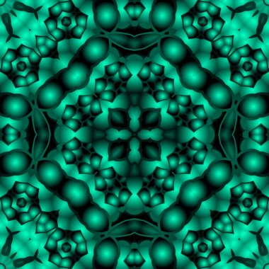 Dijital illüstrasyon, geometrik soyut renkli kaleydoskop simetrik desen ve gradyan etkisi. Klasik güzel dekoratif arkaplan