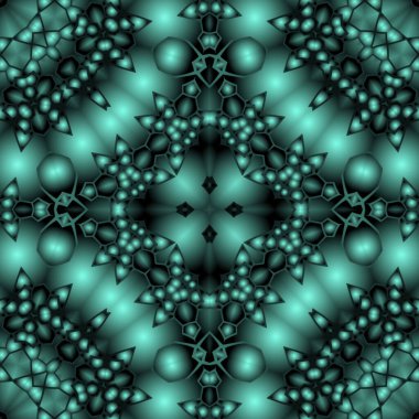 Dijital illüstrasyon, geometrik soyut renkli kaleydoskop simetrik desen ve gradyan etkisi. Klasik güzel dekoratif arkaplan