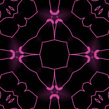 Dijital illüstrasyon, geometrik soyut renkli kaleydoskop simetrik desen ve gradyan etkisi. Klasik güzel dekoratif arkaplan