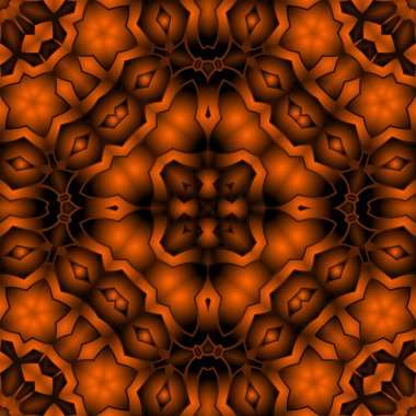 Dijital illüstrasyon, geometrik soyut renkli kaleydoskop simetrik desen ve gradyan etkisi. Klasik güzel dekoratif arkaplan