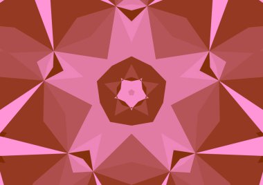 Geometrik soyut kaleydoskopik simetrik desenli klasik dekoratif pembe arkaplan