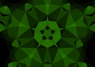 Geometrik soyut kaleydoskopik simetrik desenli klasik dekoratif yeşil arkaplan