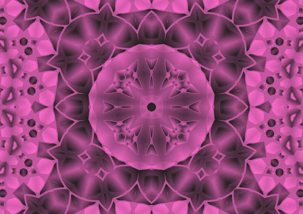 数字图像 几何抽象彩色万花筒对称图案 渐变效果 古色古香的漂亮装饰粉红背景 — 图库照片