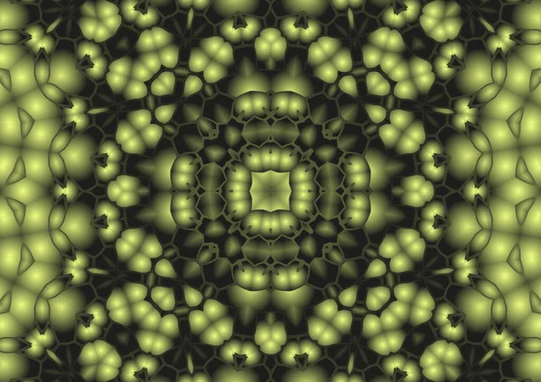 Dijital illüstrasyon, geometrik soyut renkli kaleydoskop simetrik desen ve gradyan etkisi. Klasik güzel dekoratif arkaplan